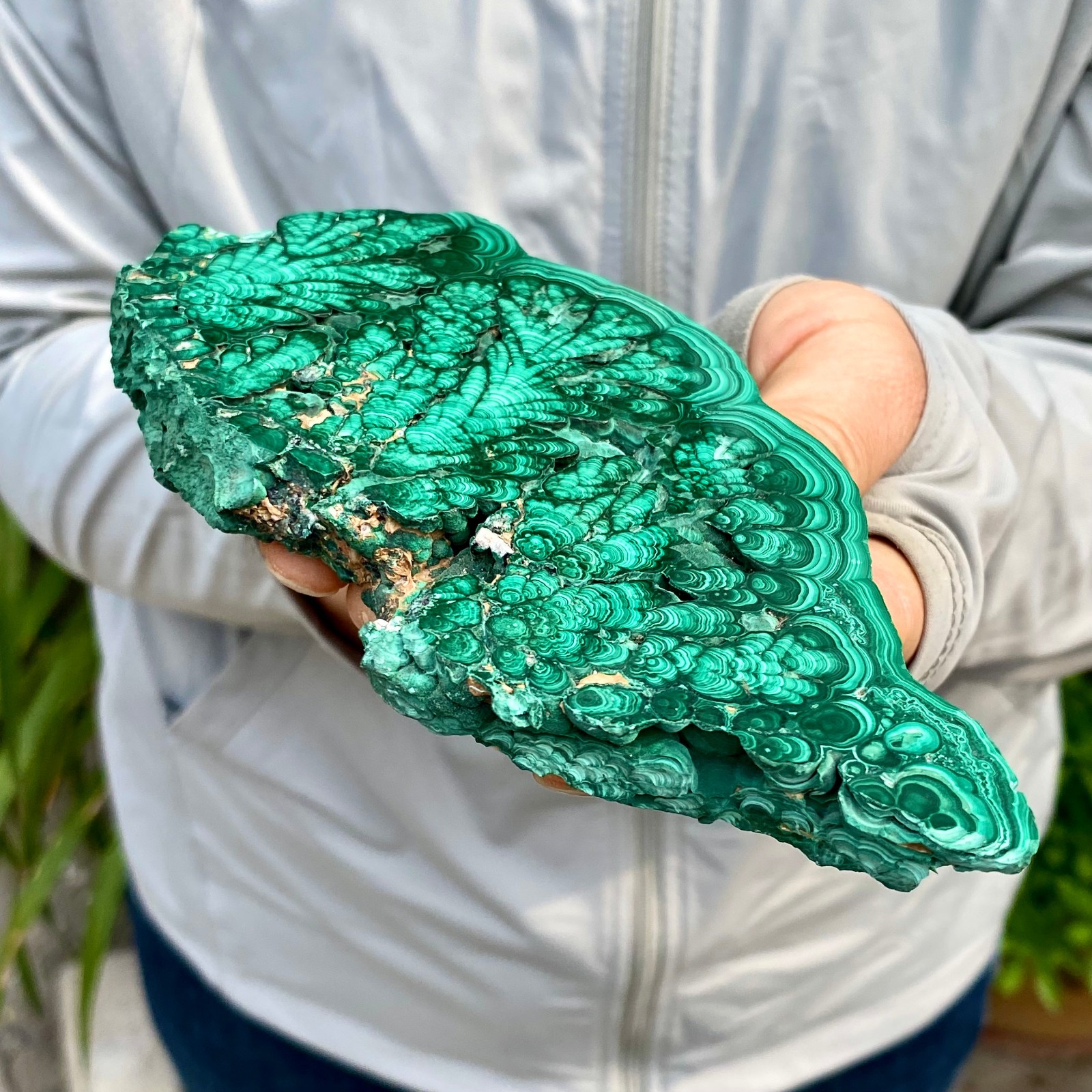 430G Natural malachite slice quartz crystal luster mineral specimen