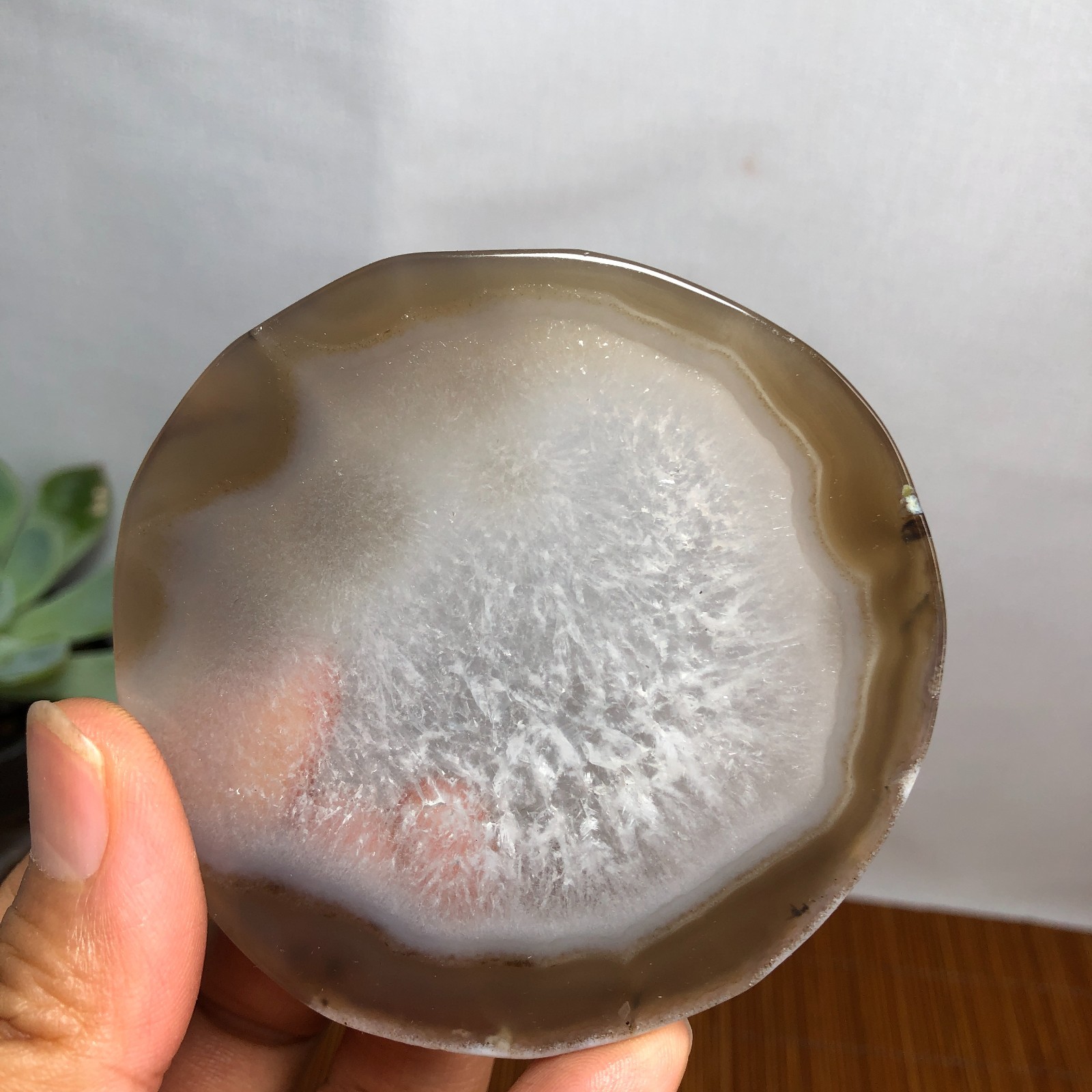 75mm Natural agate Slab/Slice quartz crystal pictographic specimen 72g g8073