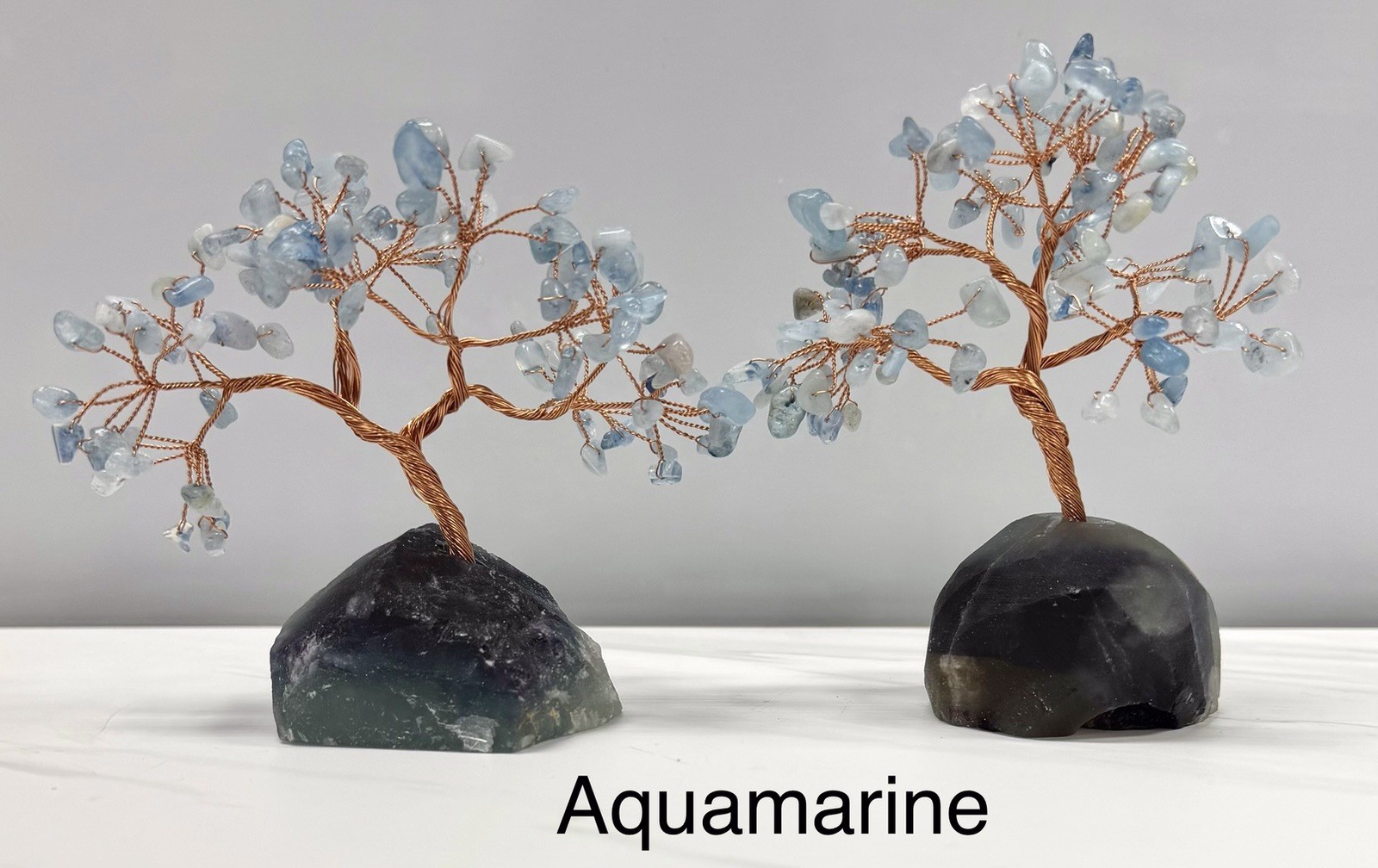 Wholesale 7 Pcs Bonsai Tree With Fluorite Base Copper Wire Natural Crystal