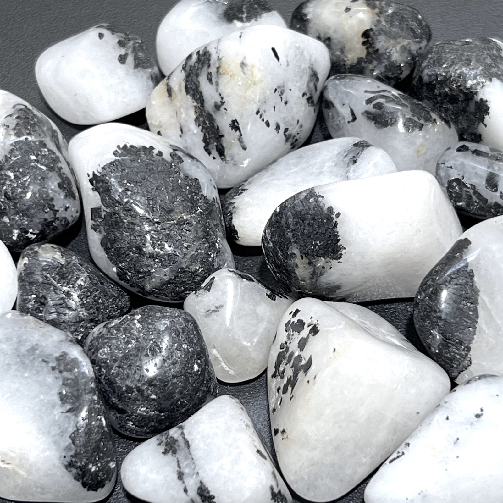 White Quartz With Tourmaline Tumbled (By The Piece Or Pound) Wholesale Polished