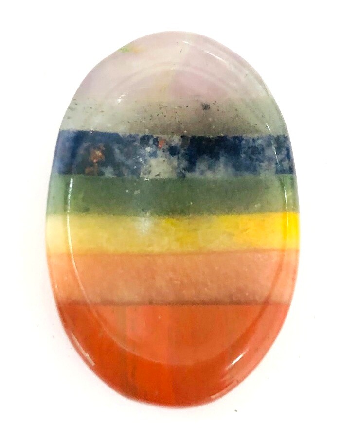 Multi Chakra Thumb Stone Crystal Healing Gift Reiki Wellness Worry Stone Luck