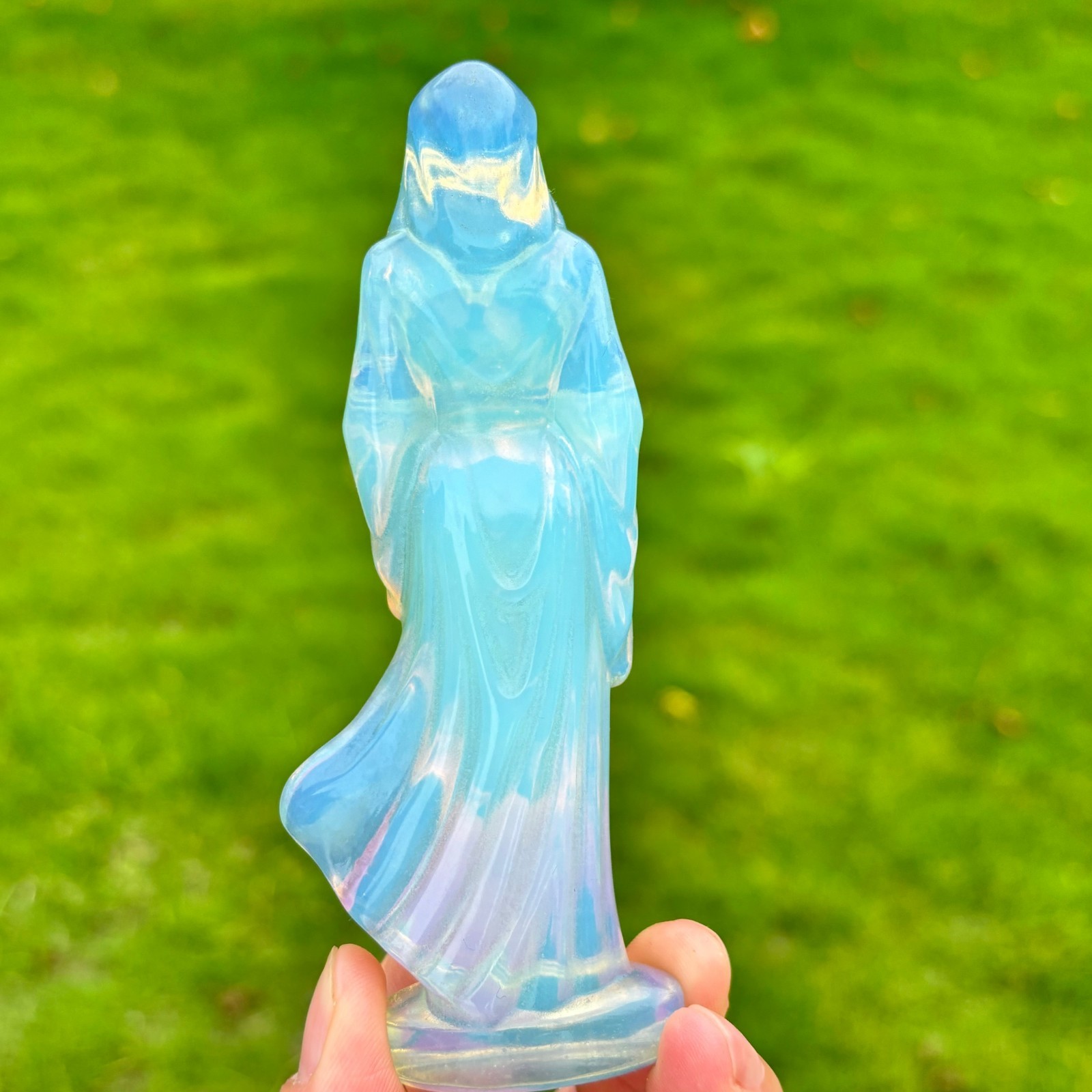 Opal Quartz skull Hand carved Crystal Ghost Girl Skull ball healing Decor 1pc