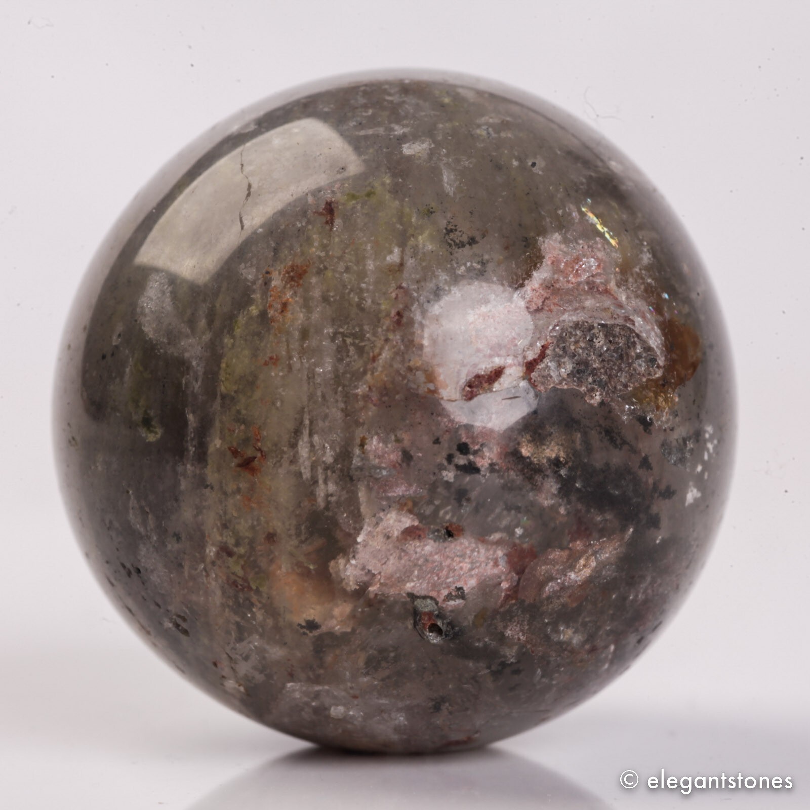 53g34mm Natural Garden/Phantom/Ghost/Lodolite Quartz Crystal Sphere Healing Ball
