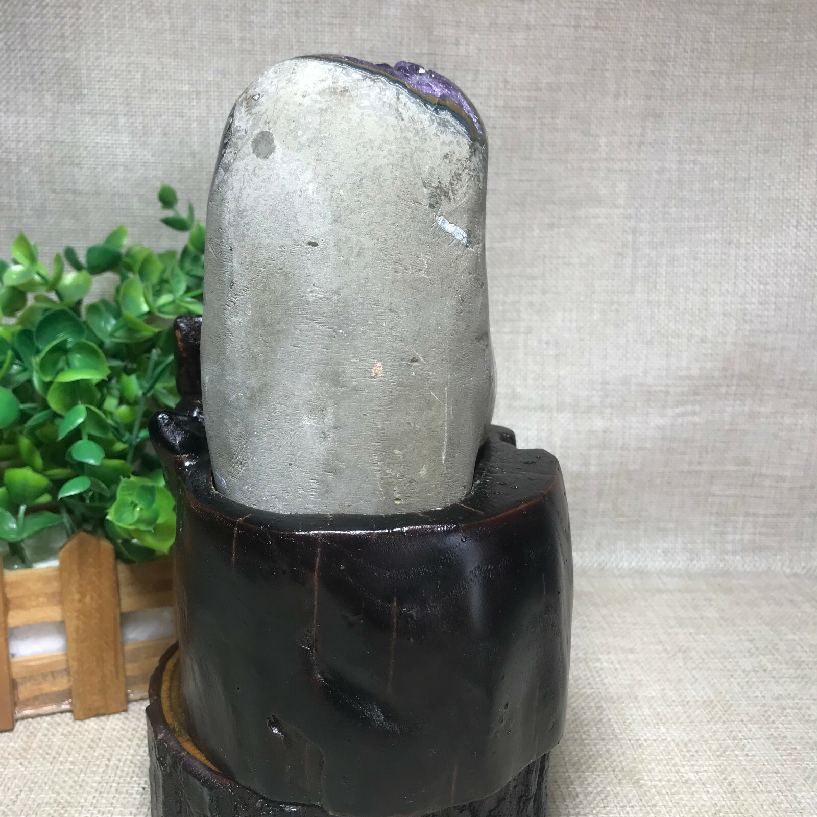 1247g Natural Uruguay Deep Purple Crystal Quartz Amethyst Geode Clusters +Stand
