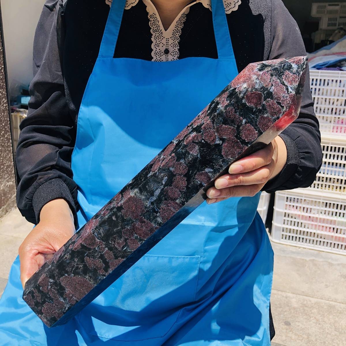 8LB Natural garnet crystal obelisk quartz crystal energy column Reiki healing
