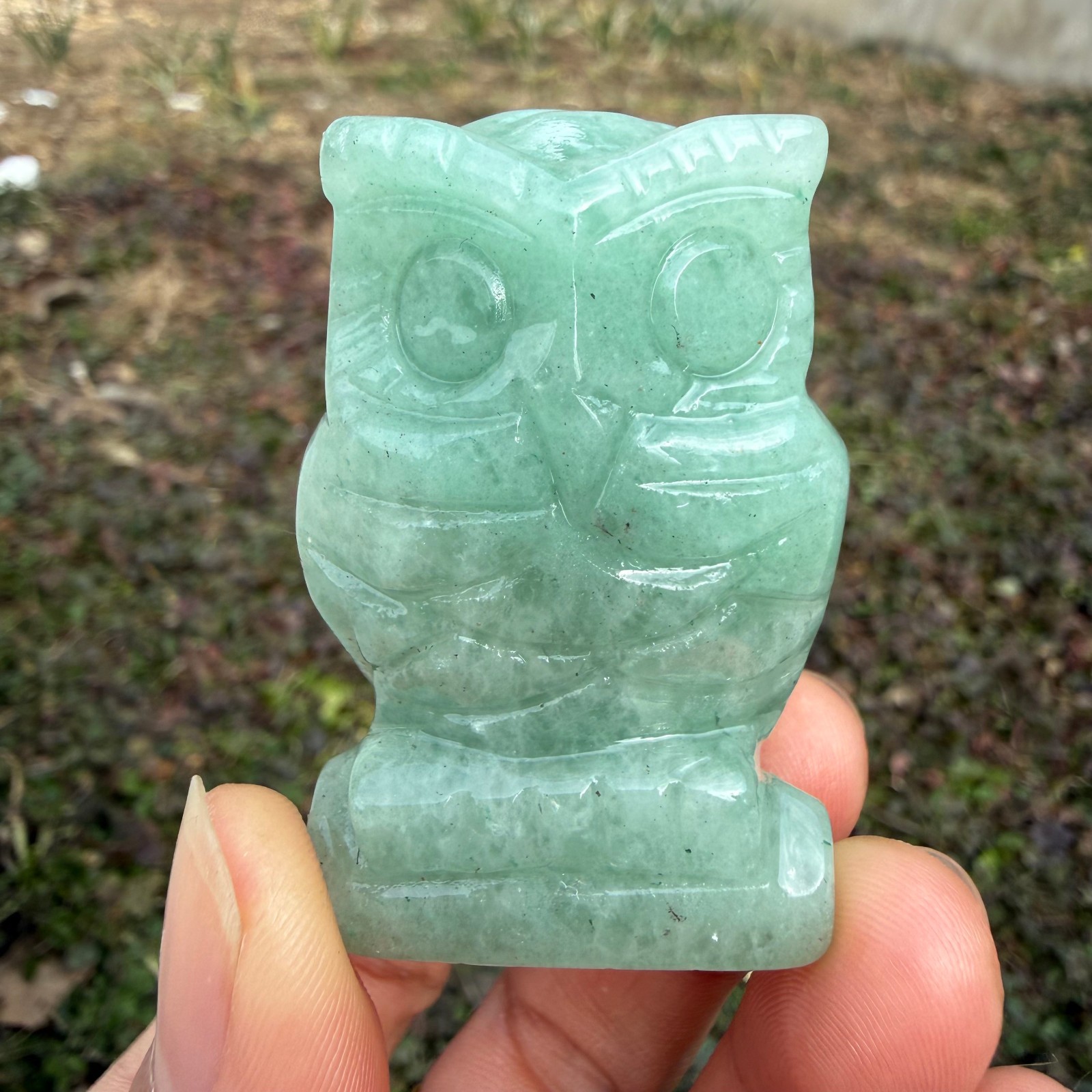 2″ Natural Green East Mausoleum Owl carved Quartz Crystal reiki healing 1pc
