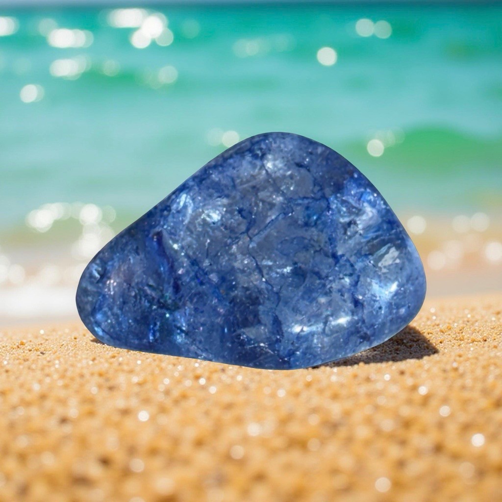 Blue Crackle Quartz – Tumbled Stone – B