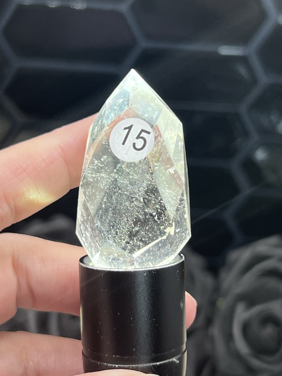 Natural Clear Quartz Faceted Egg HQ Self standing L@@K Free ship & Gift