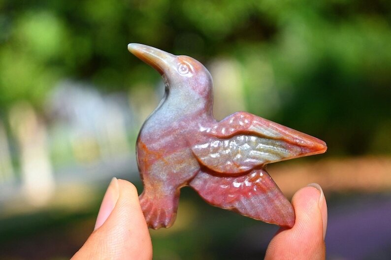 1.6” Quartz crystal Hummingbird Hand Carved Natural Reiki Crystal decor gift 1x