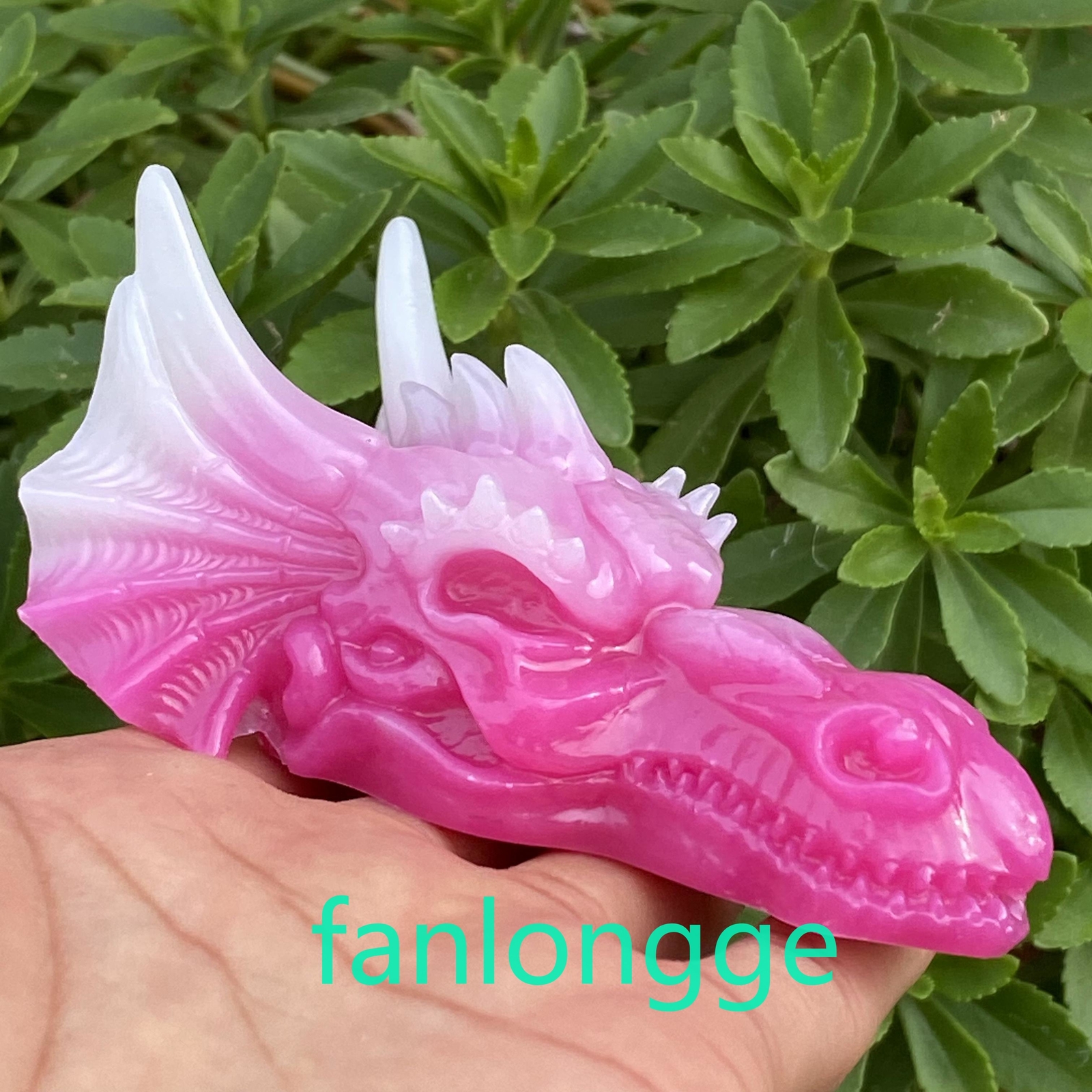 3.5″ Luminous Stone Pink Dragon skull Carved Quartz Crystal Gift Healing 1pc