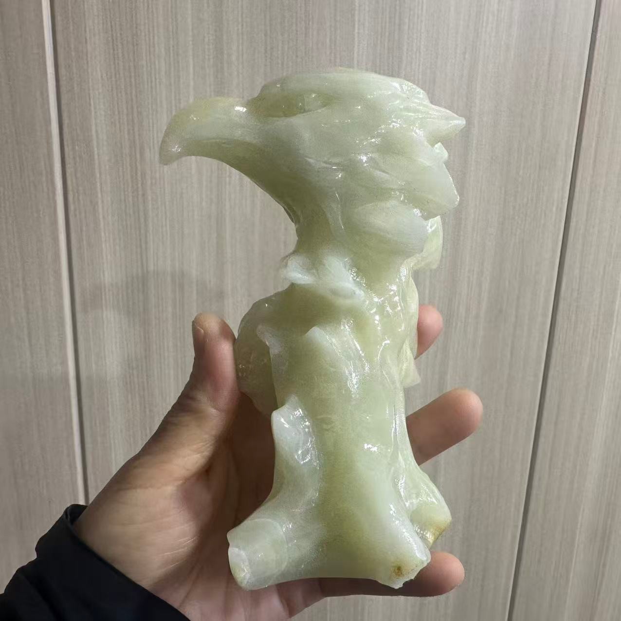 1pc Natural Afghan Jade Quartz Carved Eagle Skull Crystal Reiki Healing Decor