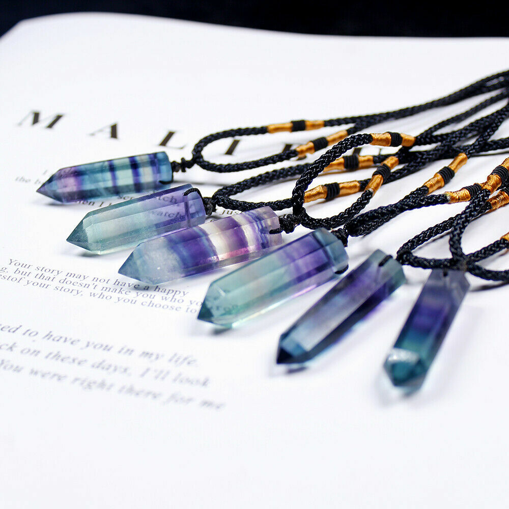 Natural Crystal Necklace Fluorite Amethyst Citrine Labradorite Quartz Gift