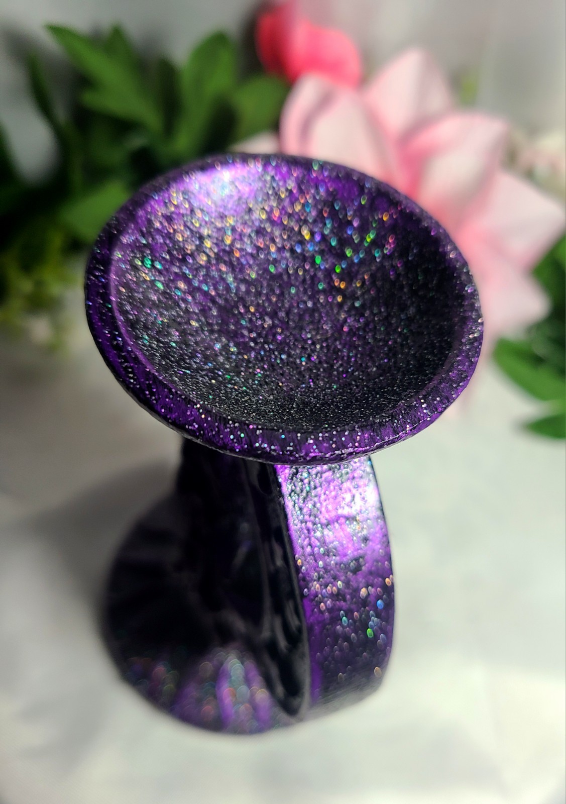 Sparkling Purple Wolf Crescent Moon Stars Resin Sphere Stand Crystal Ball Holder