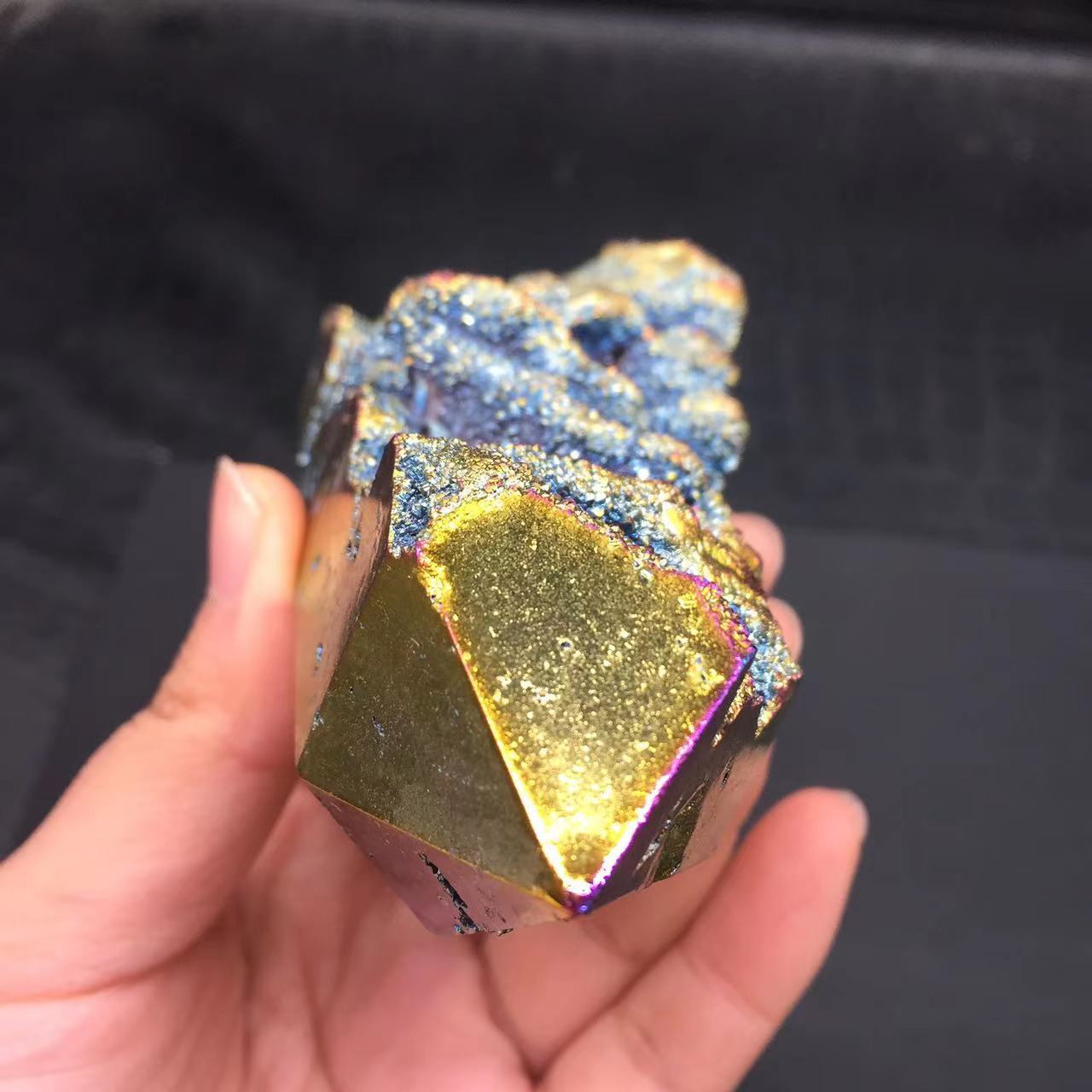 Angel Aura Natural Sphalerite Druzy Crystal Geode Point Pillar Healing Decorate