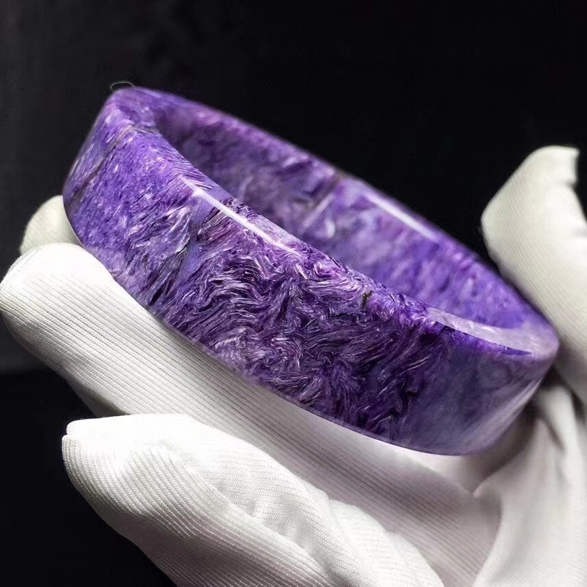 Genuine Natural Purple Charoite Gemstone Crystal Woman Fashion Bangle 51mm AAAA