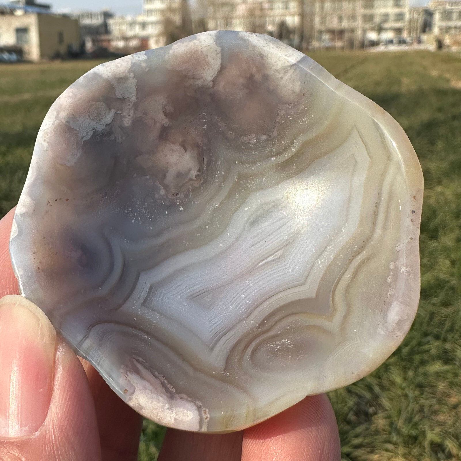 Natural Sakura Agate Bowl Quartz Specimen Skull Crystal Reiki Healing Gift 1PC
