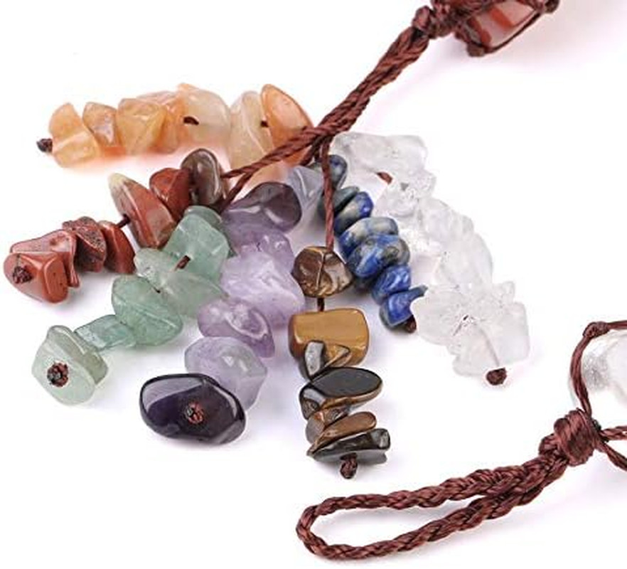 1PCS 7 Chakra Car Ornaments,Gemstones Reiki Healing Crystals Tassel Wall Hanger