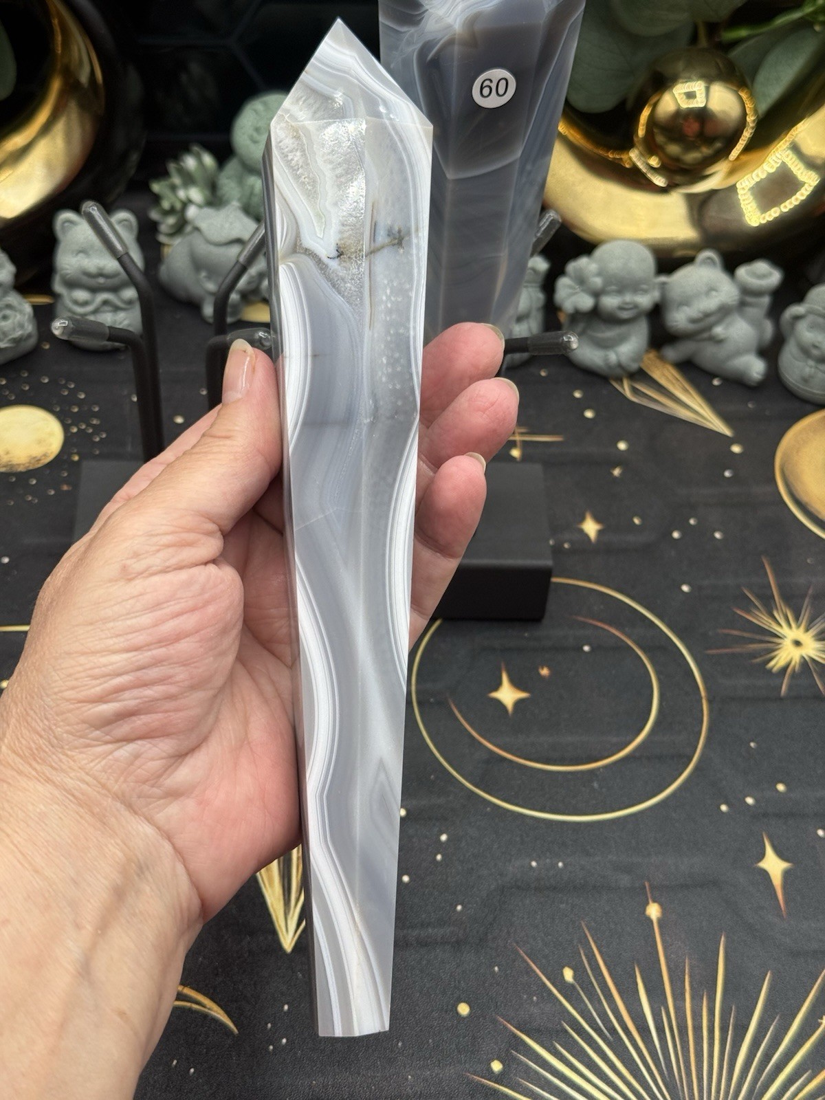 Natural Banded Agate LG Wands w/ stand Free shipping