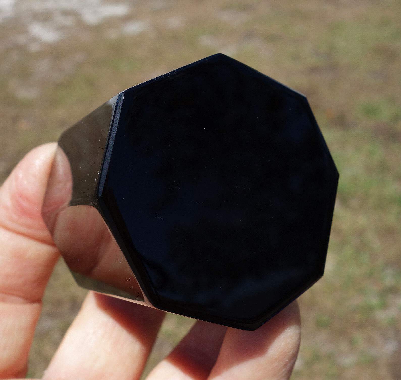 Large Black OBSIDIAN Octagon Scrying Mirror Tarot Crystal MEXICO Volcanic Glass