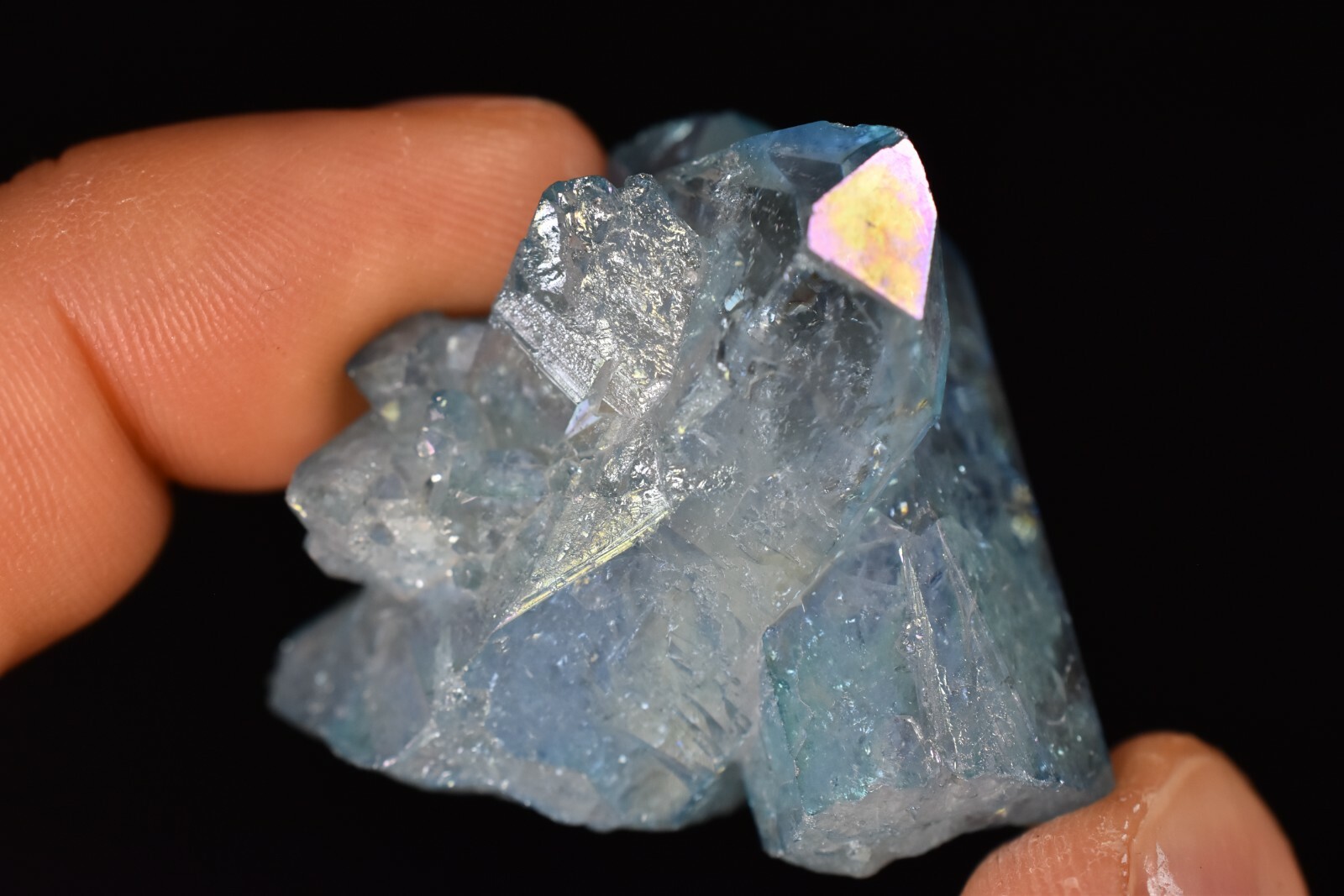 *AQUA AURA* Crystal Cluster 32.3g 4cm *CLEAR* Quartz, Gold Fumes, Throat Chakra