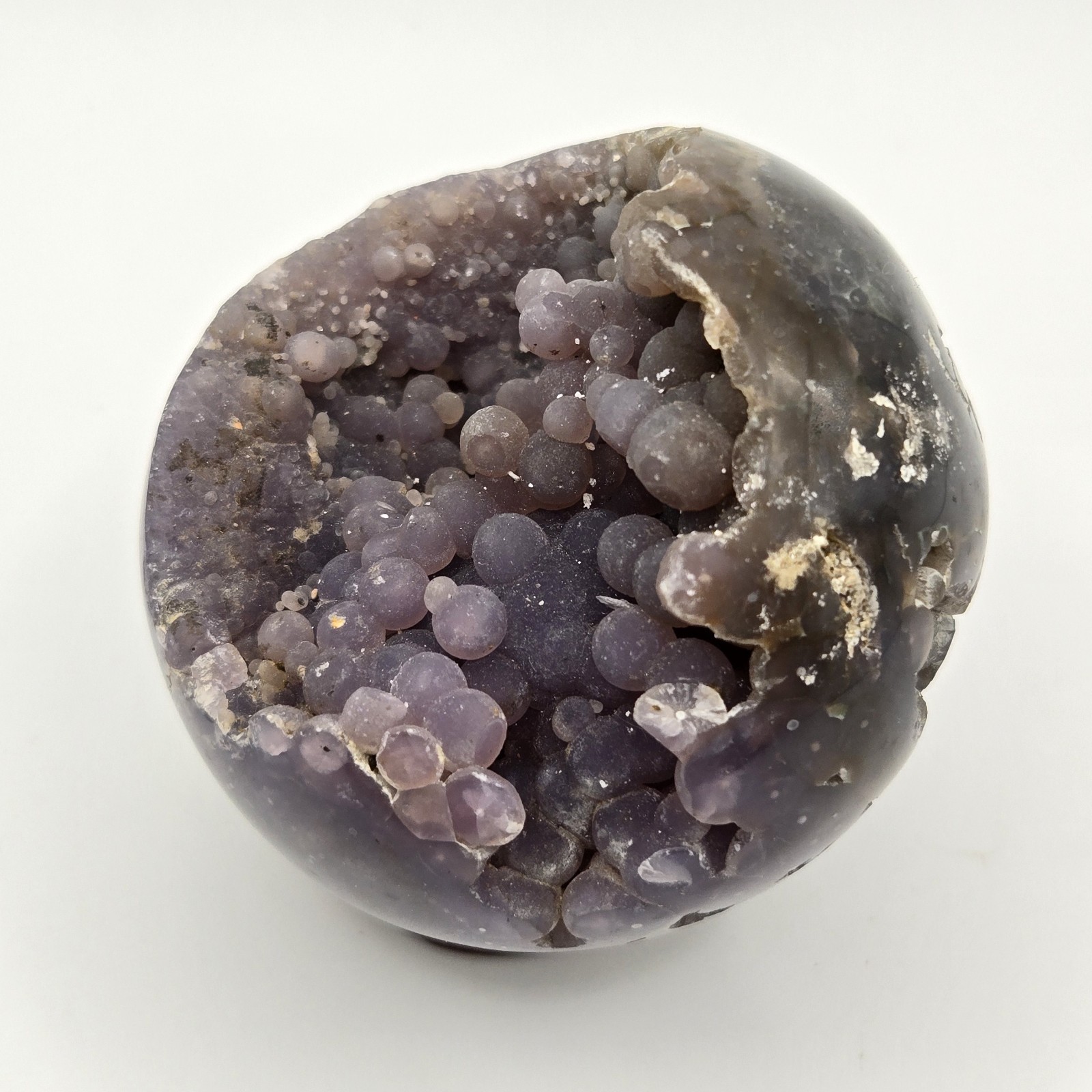 Grape Agate Sphere Botryoidal Purple Chalcedony With Druzy From Indonesia