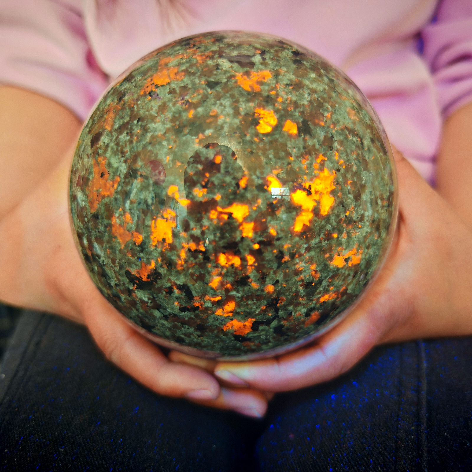 6.6LB Natural Flame Stone Ball Body Crystal Ball Spiritual Healing 3000g