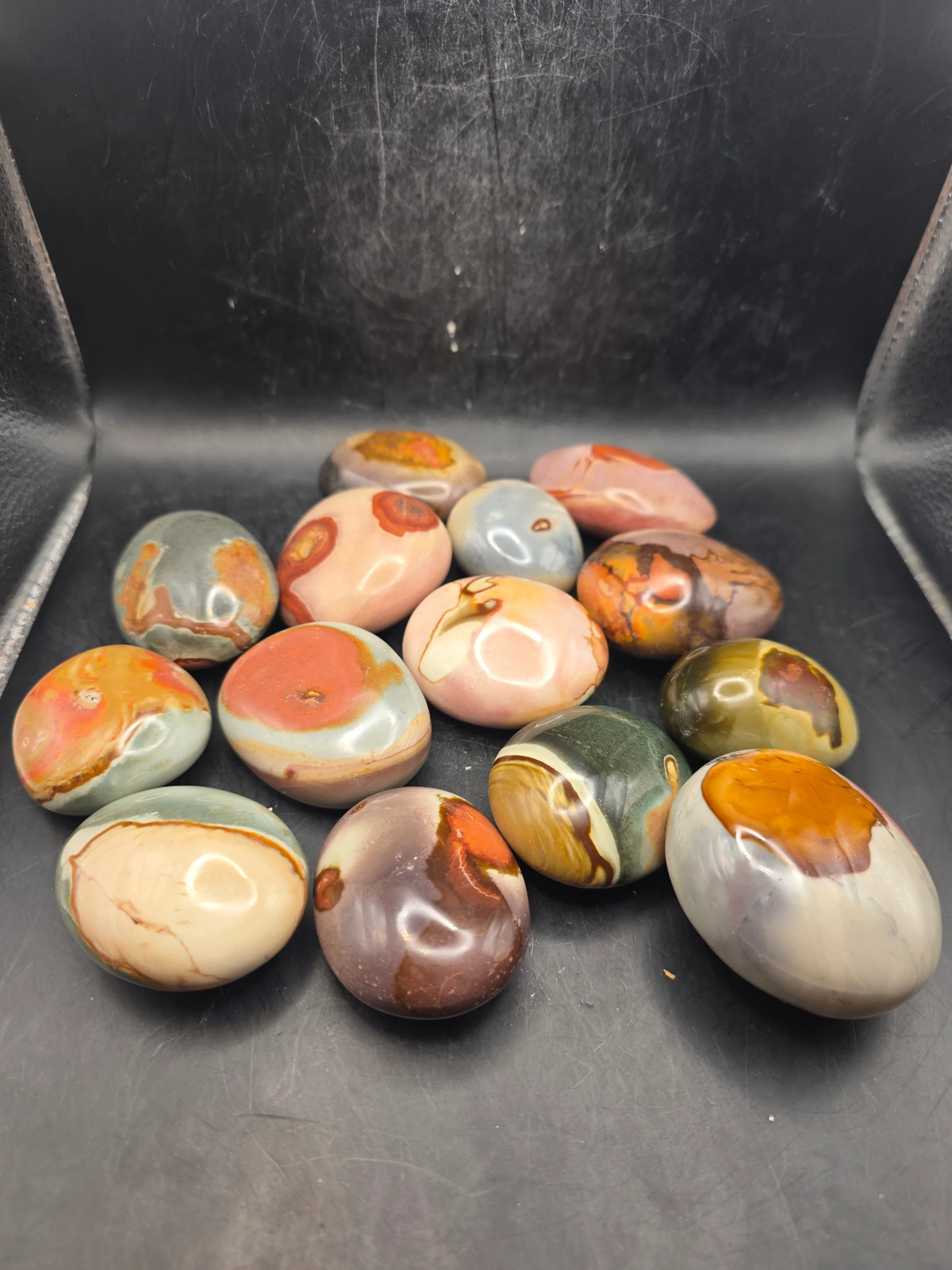 Polychrome jasper palm stone! 1.9 too 2.2 inches