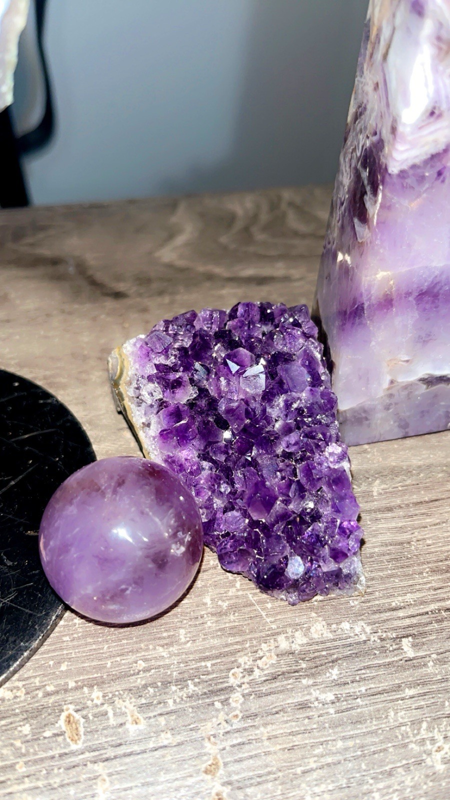 High-Quality Amethyst & Calcite Statement Set | 4-Piece Crystal Bundle w/ Stand