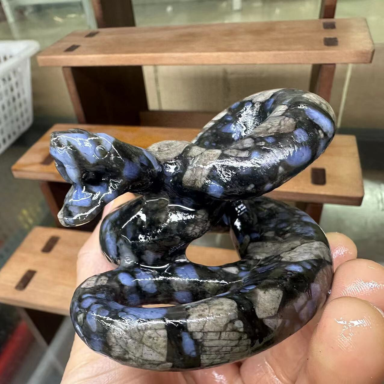natural Rhyolite quartz crystal handmade engrave snake skull healing 1pc