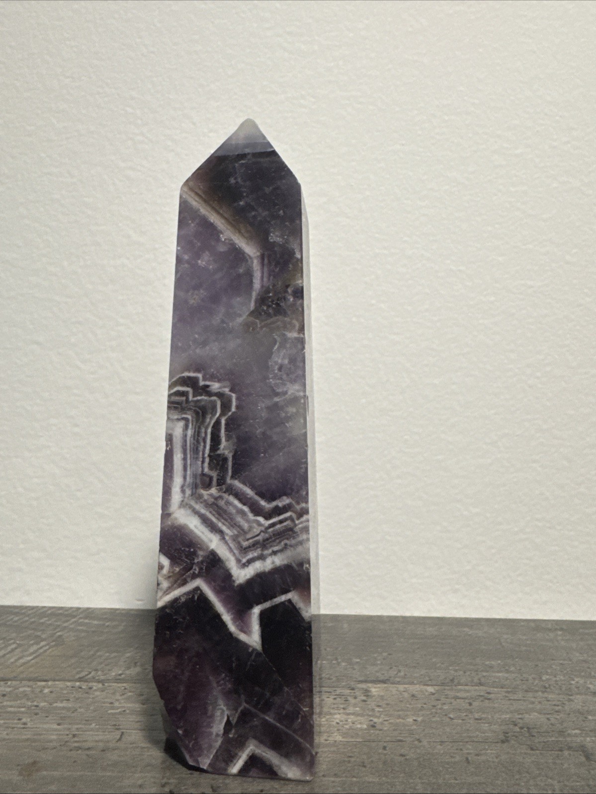Chevron Amethyst Crystal Tower 258 Grams 5.5”