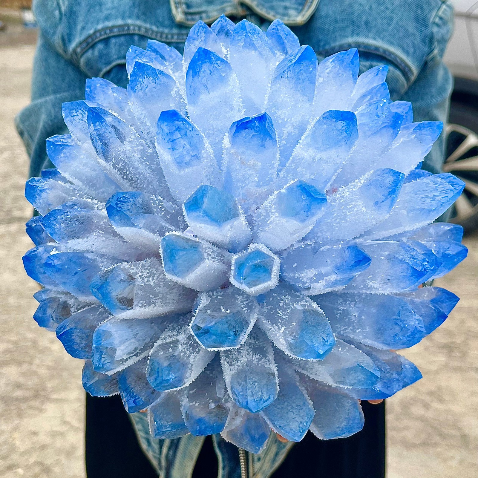 12.54LB eatiful blue Tibetan Ghost phantom Quartz Crystal Cluster Specimen