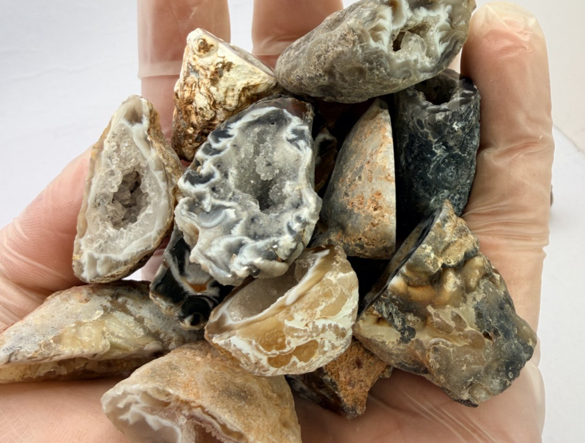 1 2 lb Mini Occo Geodes Brazil Agate Druzy Crystal Variety Lot 9 12pcs 1″