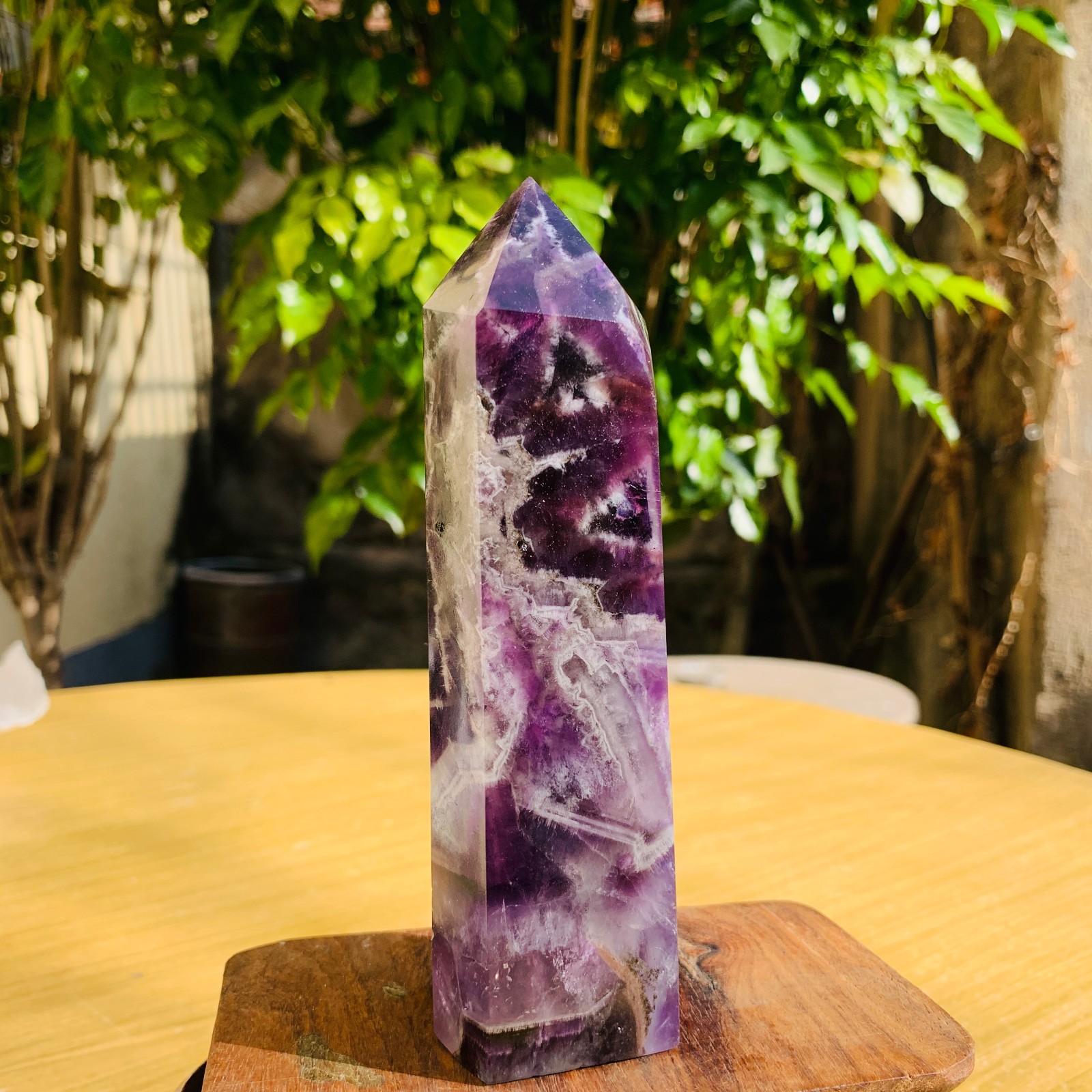 449g Natural Fluorite Healing Crystal Tower Point Obelisk Mineral Speci