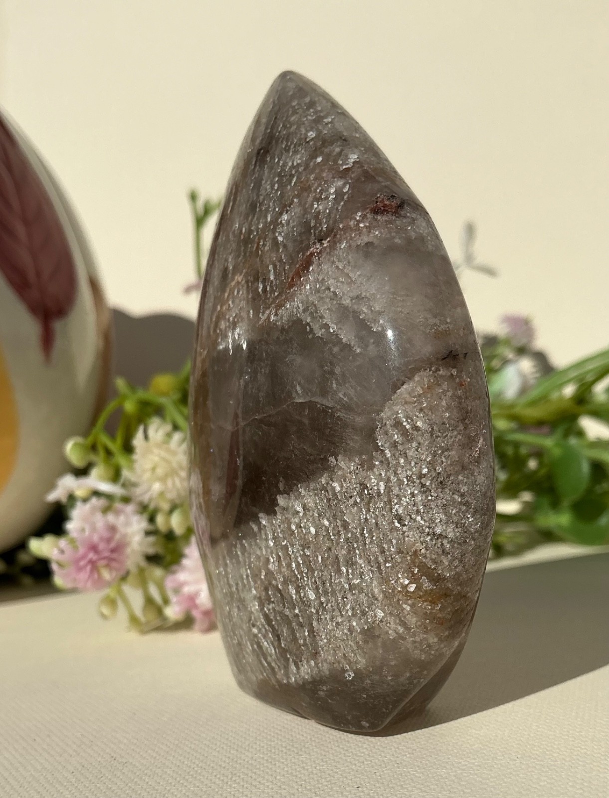 146g Thousand Layer Quartz Teardrop Lodolite Crystal Gemstone Chakra Healing