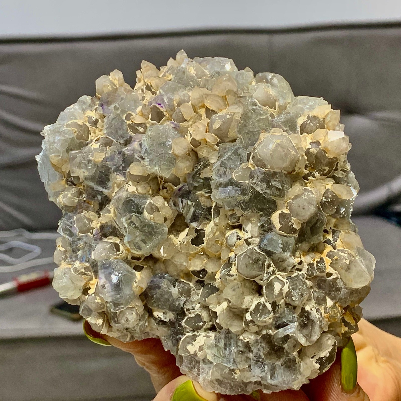 1.29LB Natural Fluorite+Crystal Cluster Mineral Specimen/InnerMongolia