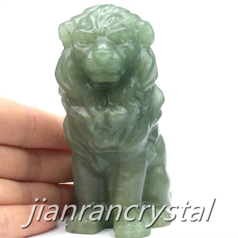 4″ Natural Aventurine Lion Quartz Crystal Skull Hand Carved Skull Healing 1pc