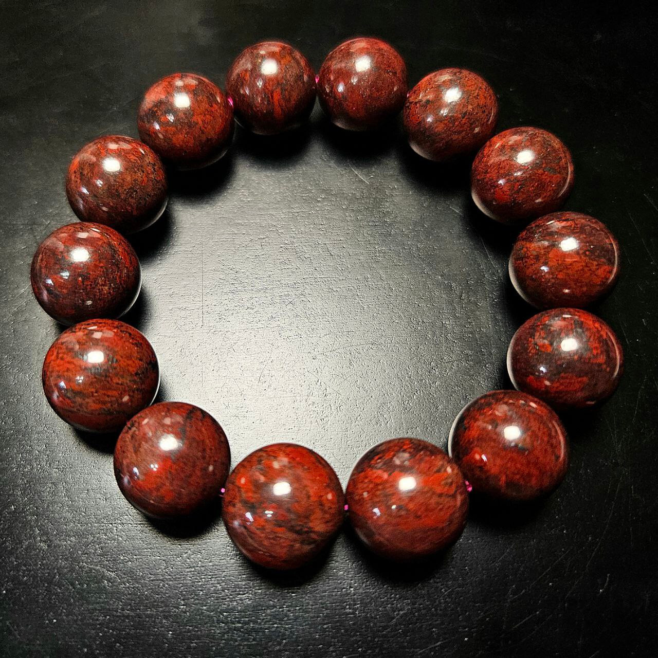 Large All Natural Red Iddingsite Bracelet-Good Energy/Magnetic