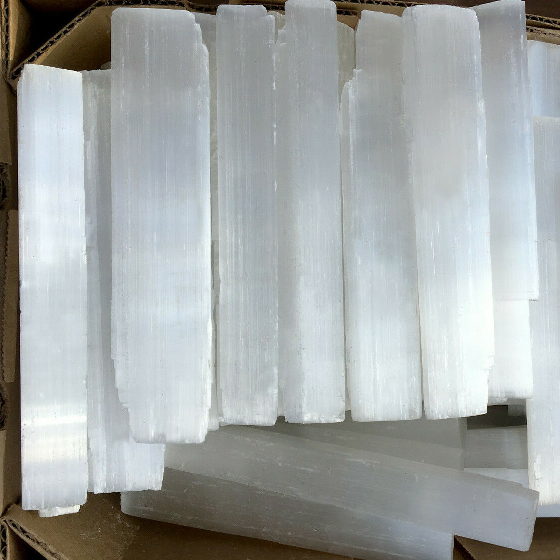 8 ” Selenite Logs XL Natural Crystal Sticks Rough Wands BULK 5 lb LOT Wholesale