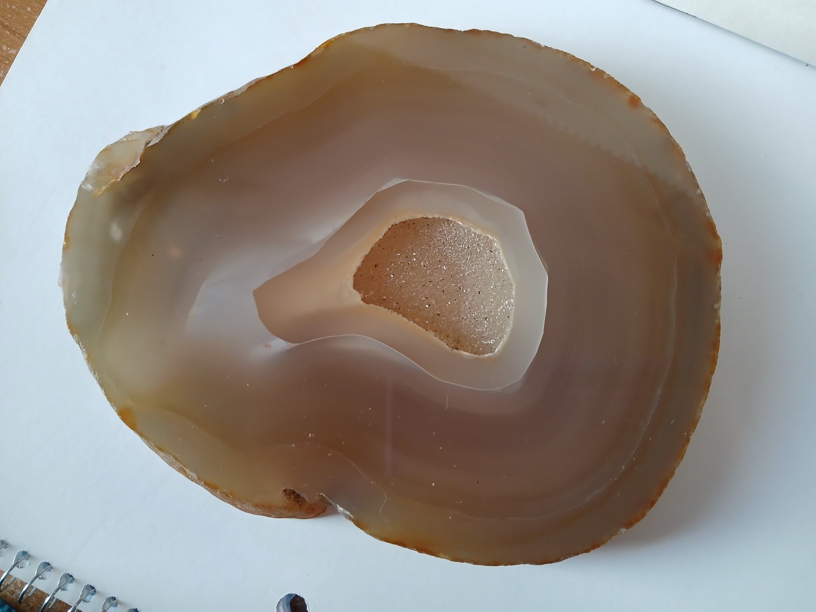 Agate Geode with Druzy Crystals Rock Slab Slice Large Decorative Polished 1 Side