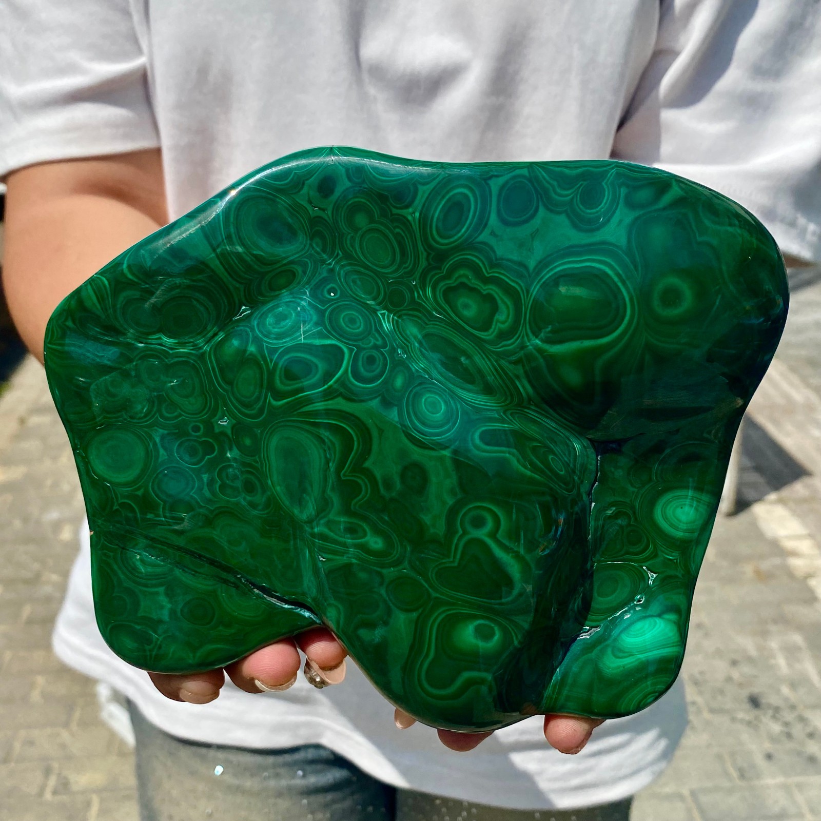 5.04LB Natural glossy Malachite transparent cluster rough mineral sample