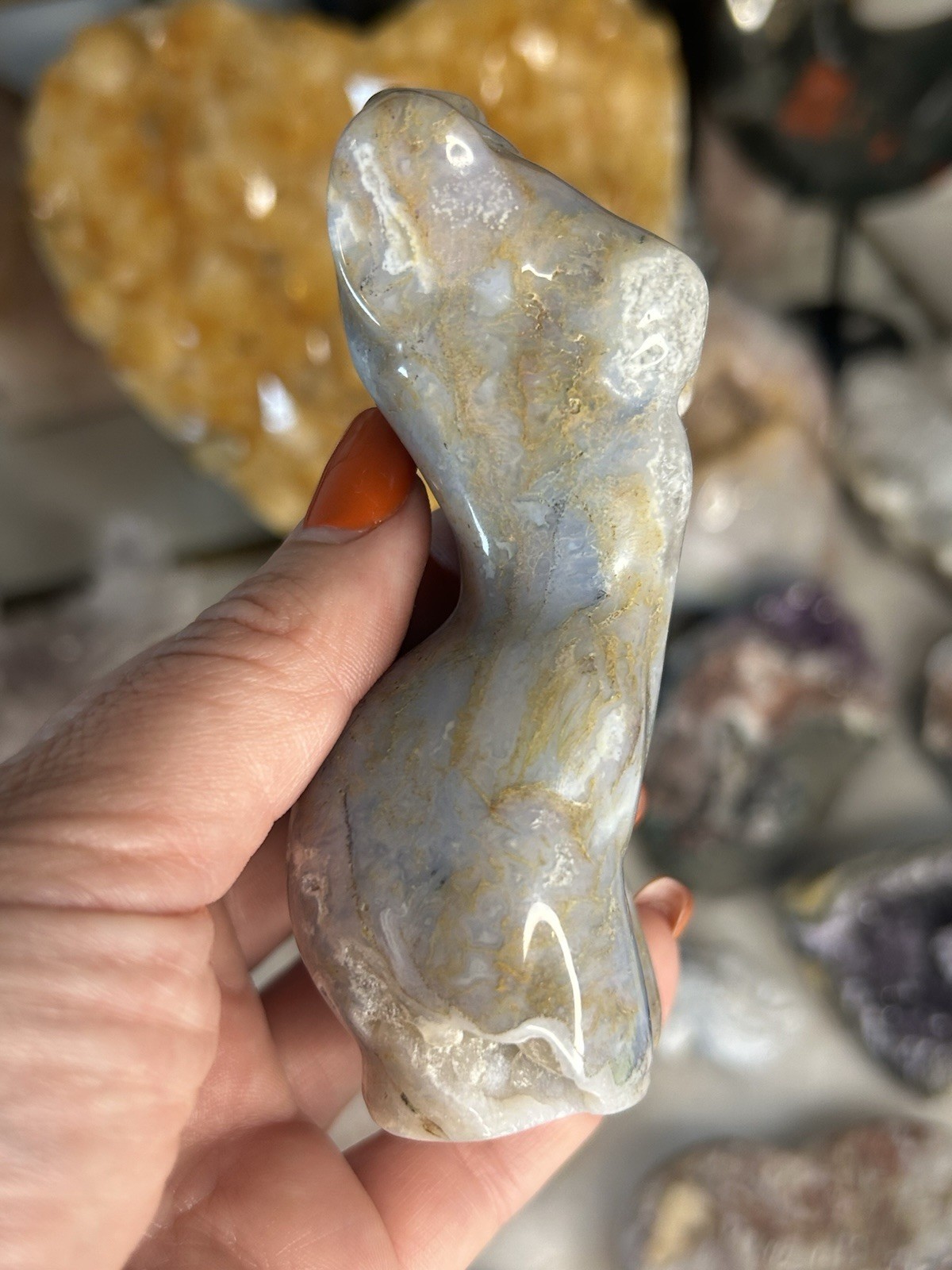 Natural Moss Agate Goddess Torso Carving 4” Divine Feminine Crystal Statue