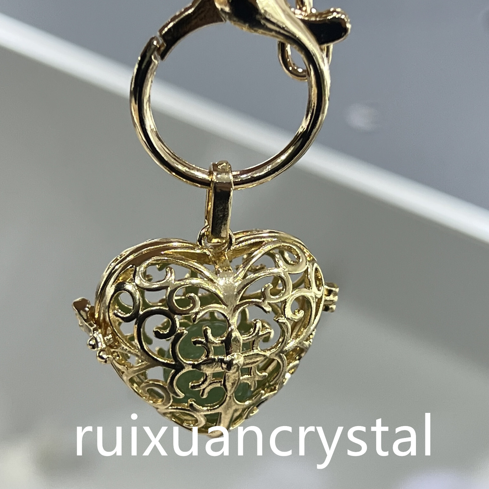 1pc Natural Aventurine Quartz Sphere cage key chain Crystal Reiki Healing