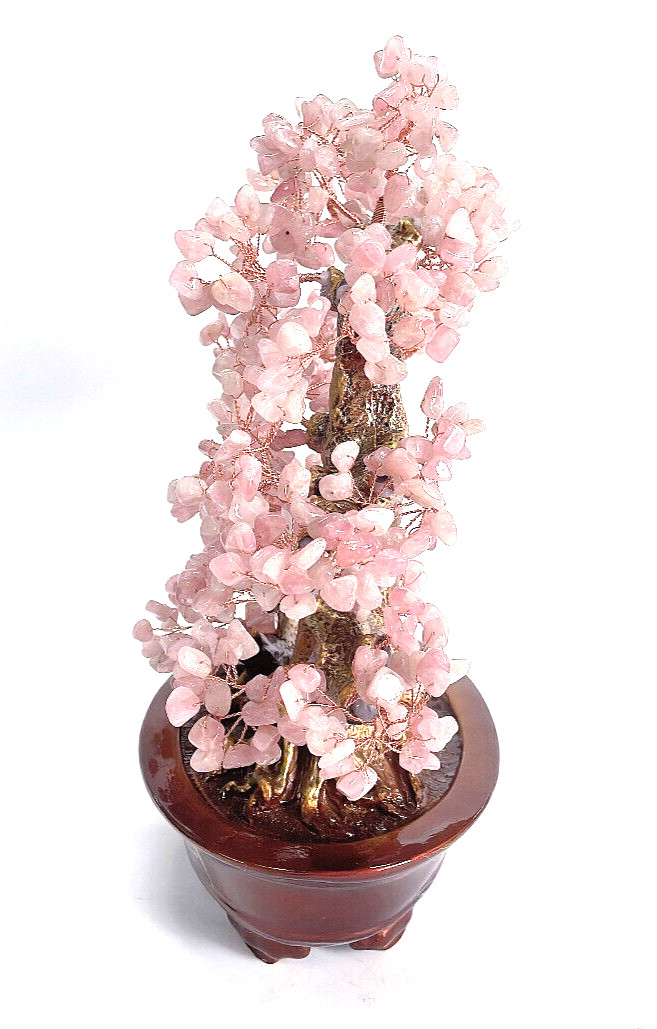 H :14 in Housewarming Gift Natural Rose Quartz Crystal Money Lucky Fortune Treer