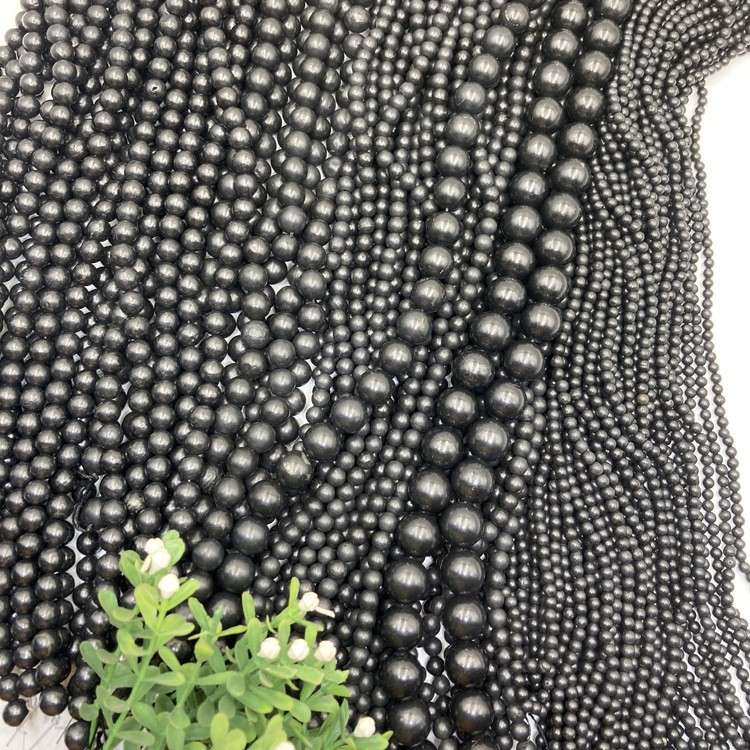 Shungite black retro fashion DIY bead jewelry accessories bead 10-12mm