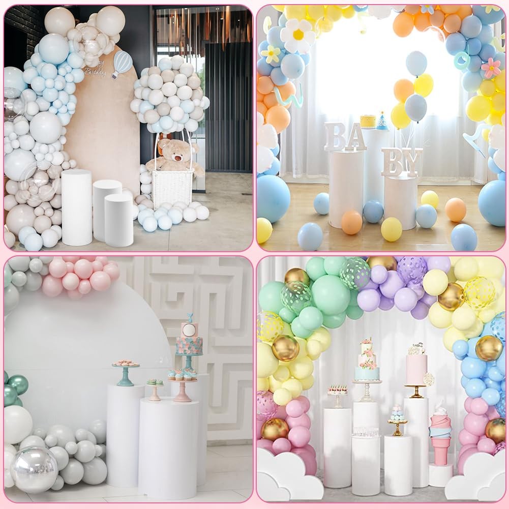 Spandex Cylinder Stand Covers for Party 3Pcs Pedestal Covers,White
