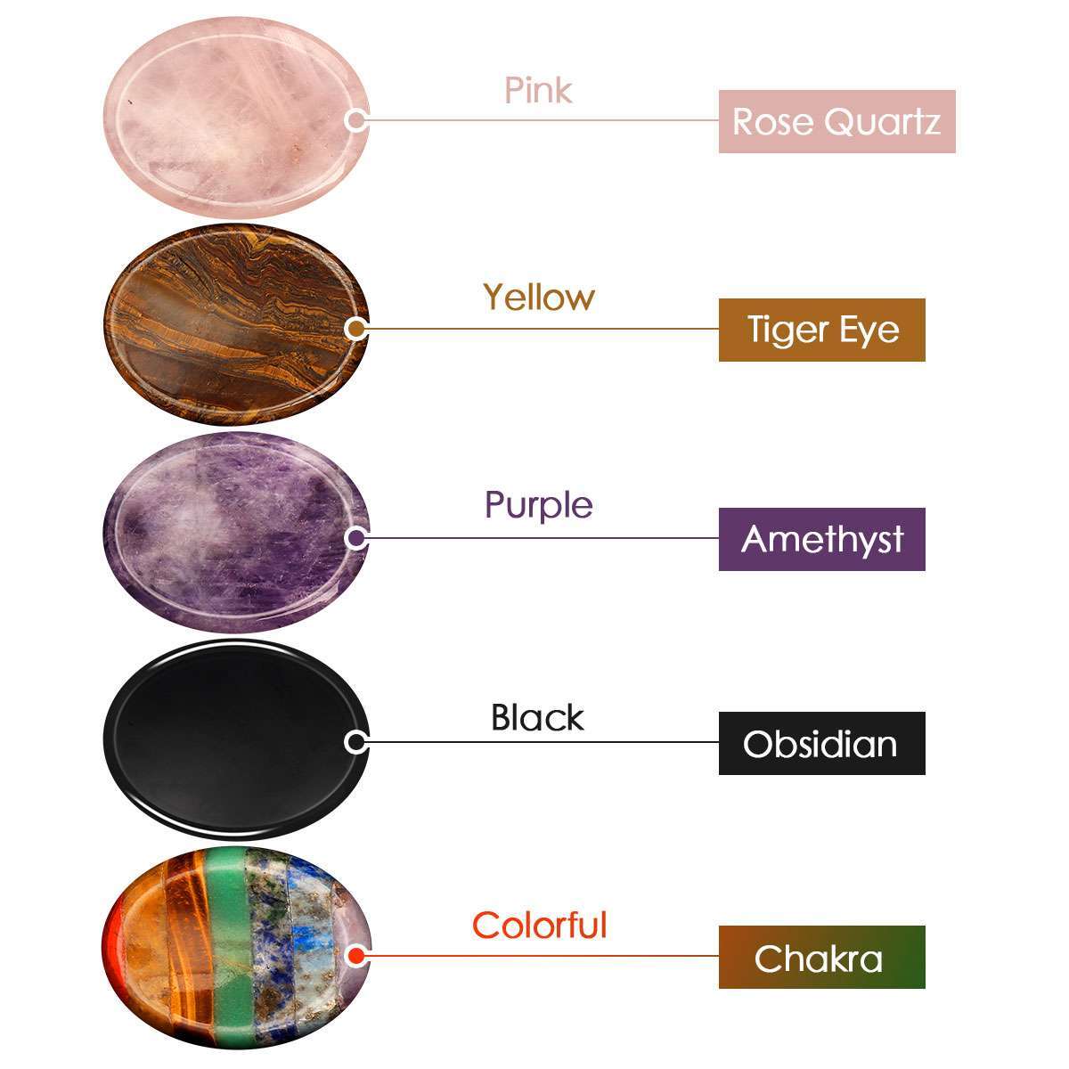 Healing Crystal Oval Thumb Worry Stone Pocket Palm Stone Chakra Reiki Meditation