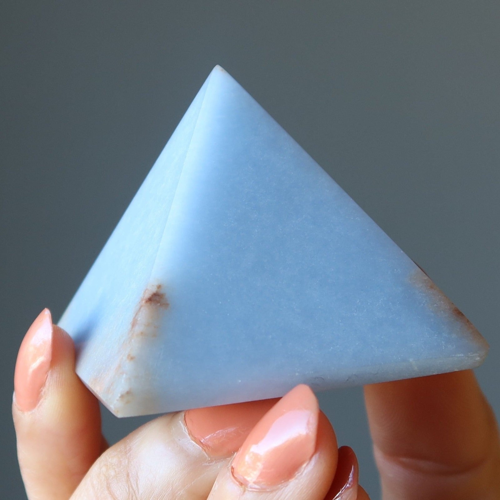 Angelite Pyramid Blue Angel Ascension Stone Spiritual Meditation Throat Chakra G
