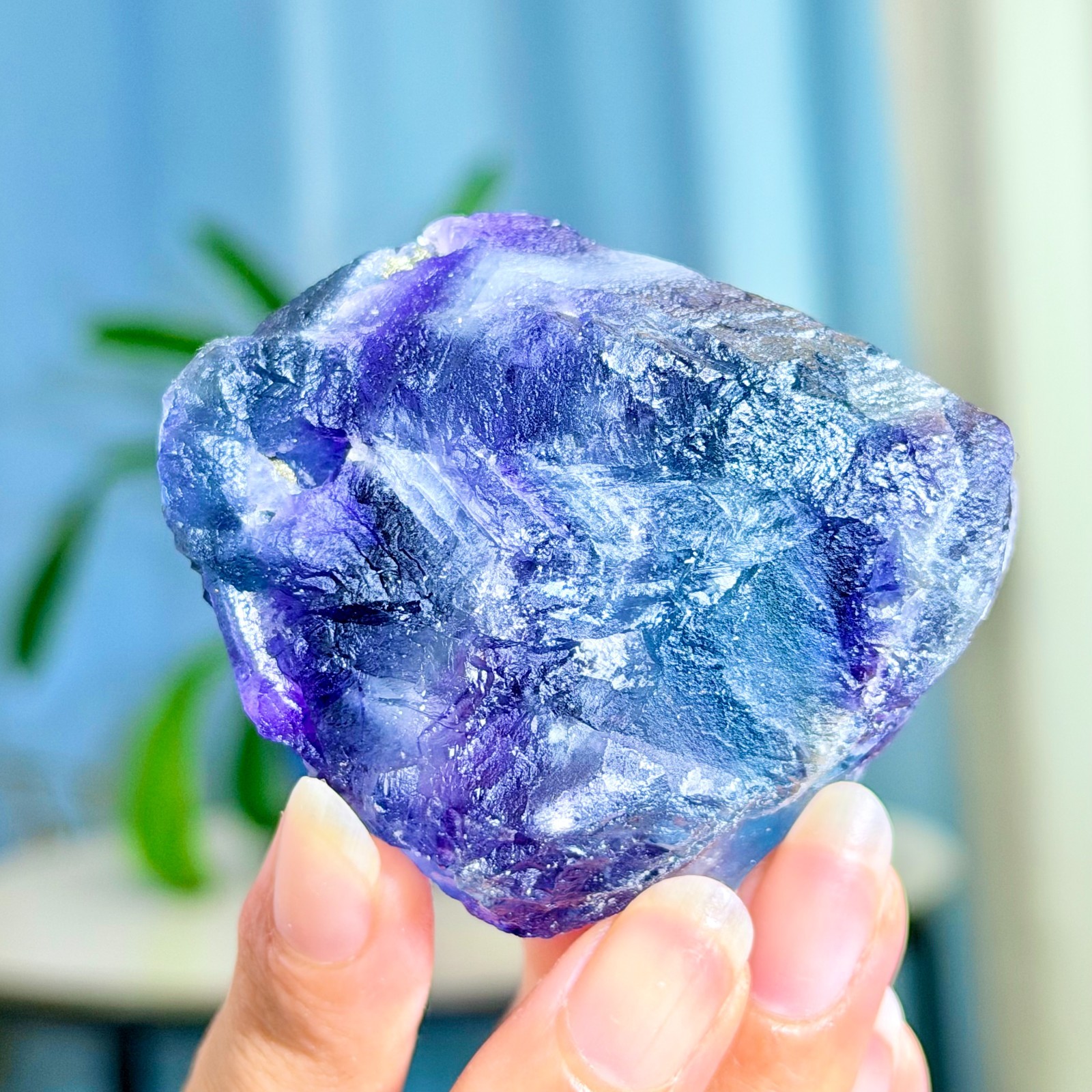 216G Rare transparent purple cubic fluorite mineral crystal sample/China