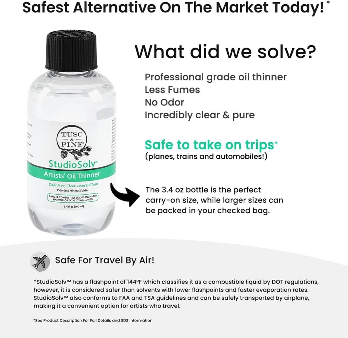 33.8oz StudioSolv Odorless Spirits – Ideal Professional Oil Thinner for Studios