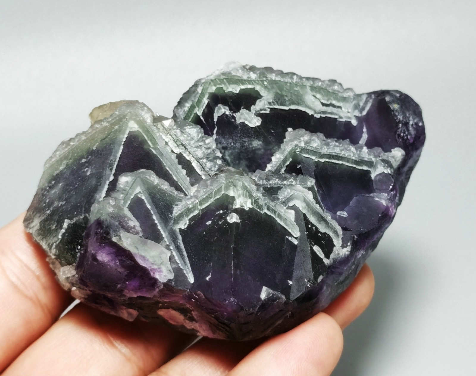 Rare Natural Purple Green Octagonal Fluorite Mineral Specimen China